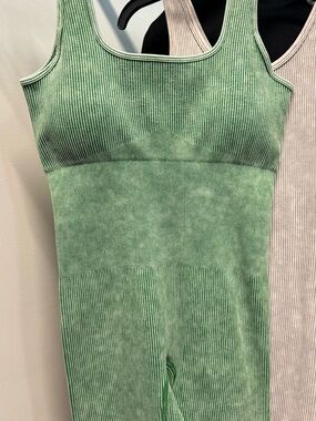 Ribbed Tank Jumpsuit in Dark Green